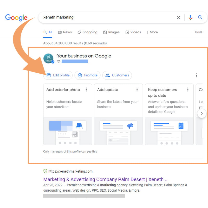 manage google business profile on google search