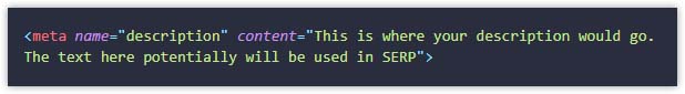 meta description example of code Example of a Meta Description